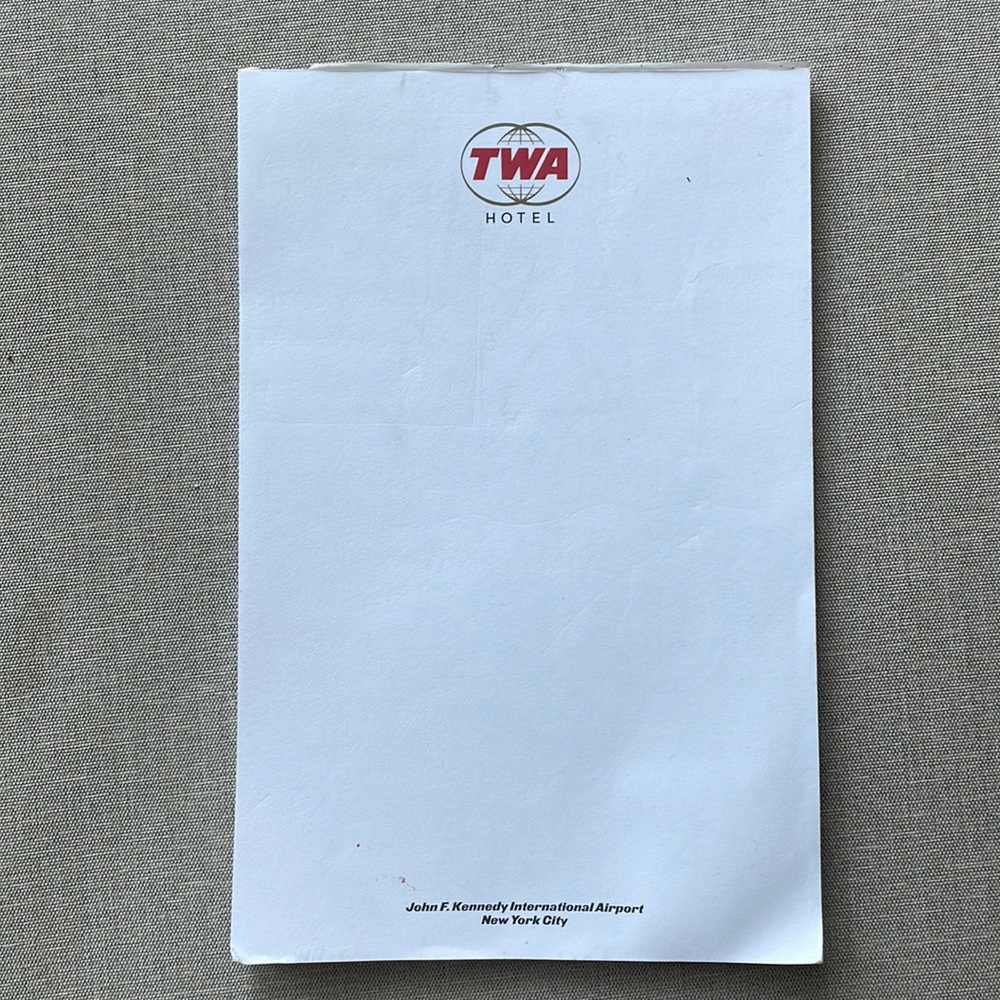 TWA hotel notepad
